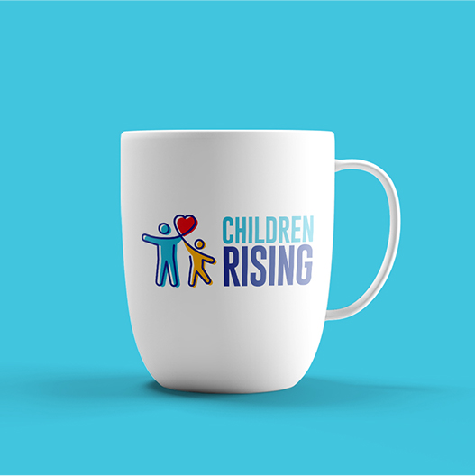 children rising logo design mug mockup